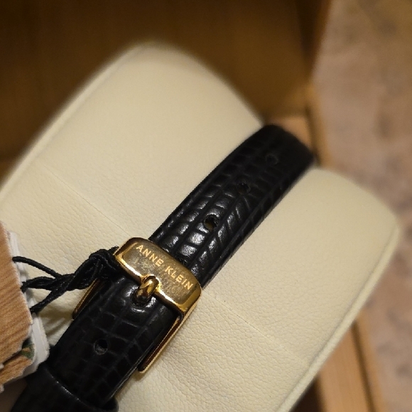 Anne Klein Black Strap Gold Accents Watch - Picture 3 of 6
